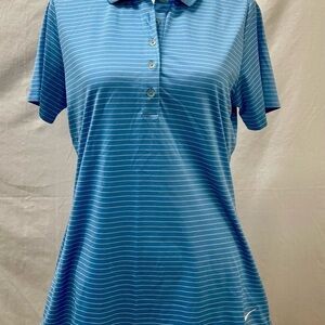 Nike Women's Blue w/ white horizontal striped Golf Polo Shirt